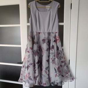 Joseph Ribkroff grey and floral party dress